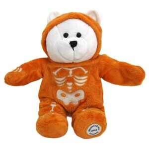 STARBUCKS 2004 white 10" stuffed plush bear with orange Halloween costume